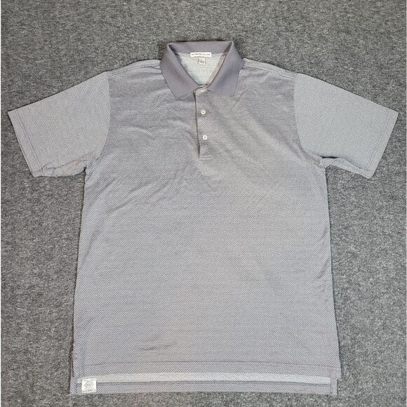 Vtg Peter Millar Crown Polo Golf Shirt Men M Gray Pattern Crosshatch 100% Cotton - Picture 1 of 12